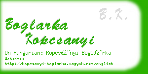 boglarka kopcsanyi business card